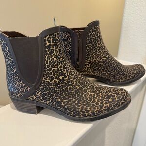 Lucky Brand - leopard Brown Ankle Boots with Zipper - Rainboots